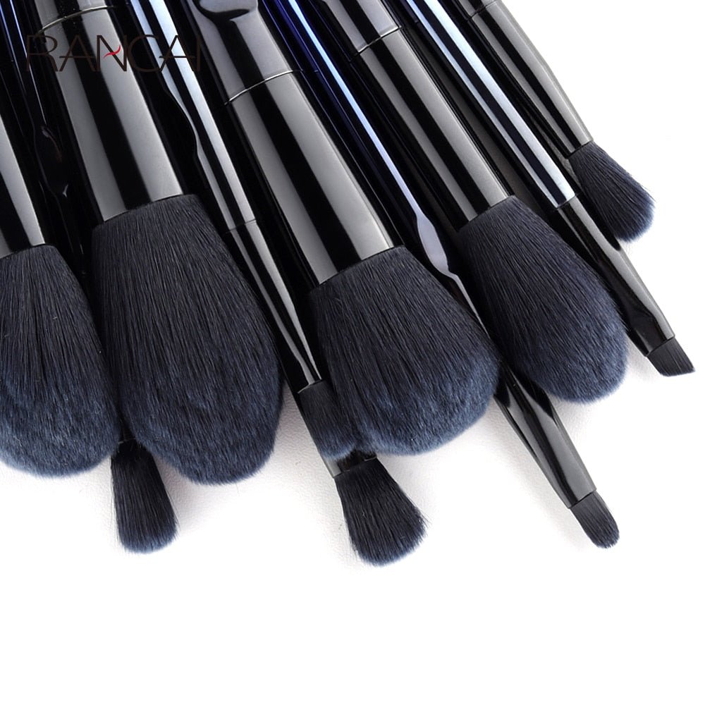 10 Pcs Makeup Brushes Navy Blue Premium Synthetic Hair Foundation - Shemen Beauty