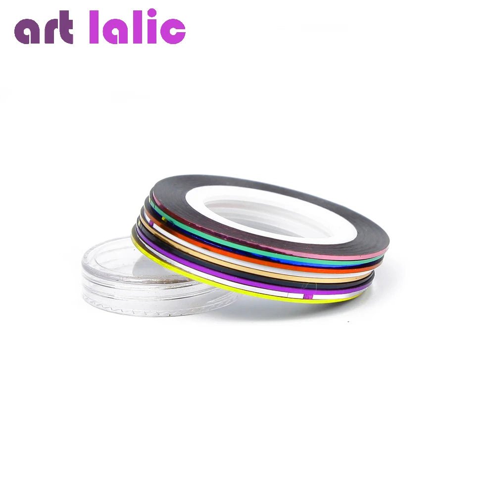 10 Rolls Nail Art Striping Tapes, Nail Liner Stickers, Nail Decals, - Shemen Beauty