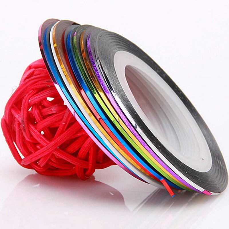 10 Rolls Nail Art Striping Tapes, Nail Liner Stickers, Nail Decals, - Shemen Beauty