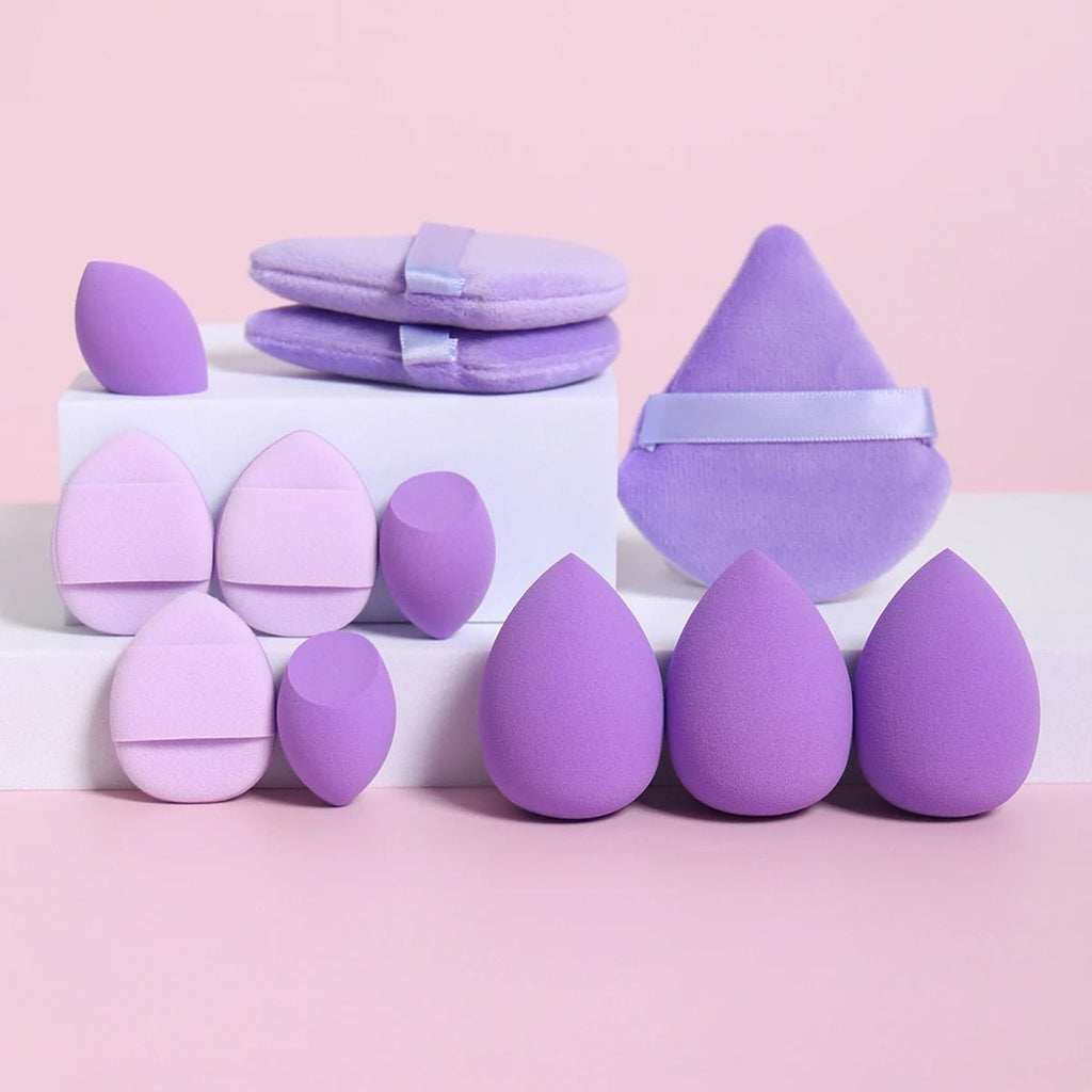 12 - Piece All - Purpose Makeup Sponge Set, Made of 3 Loose Powder Puffs, - Shemen Beauty