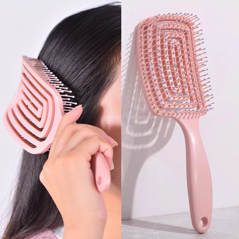 1Pcs Elastic Massage Comb Hollow Out Hair Brush Scalp Massage Combs - Shemen Beauty