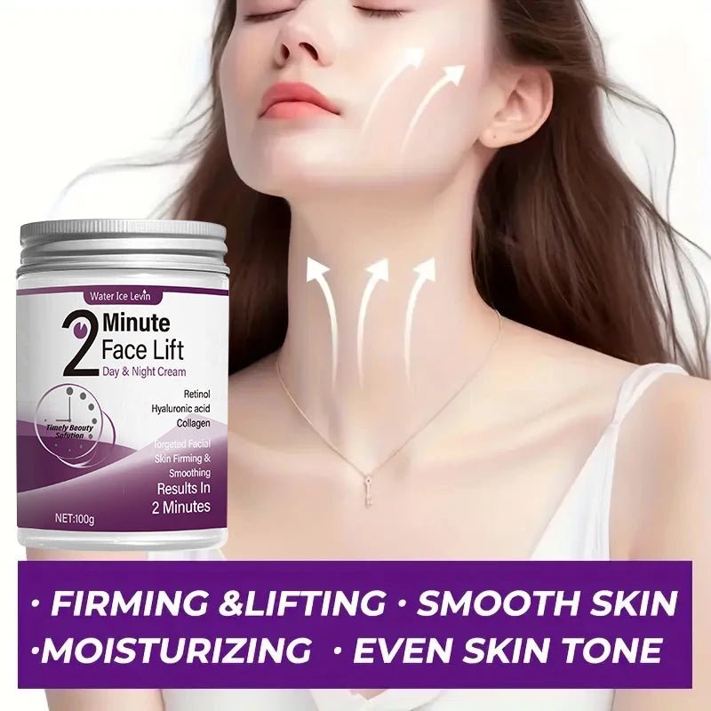 2 Minutes Facial Lifting Day and Night Cream Contains Retinol, Hyaluronic Acid and Collagen - Moisturizing Lotion Suitable for All Light Skin Tone, No Fragrance, Absorption of 2 Minutes - Shemen Beauty