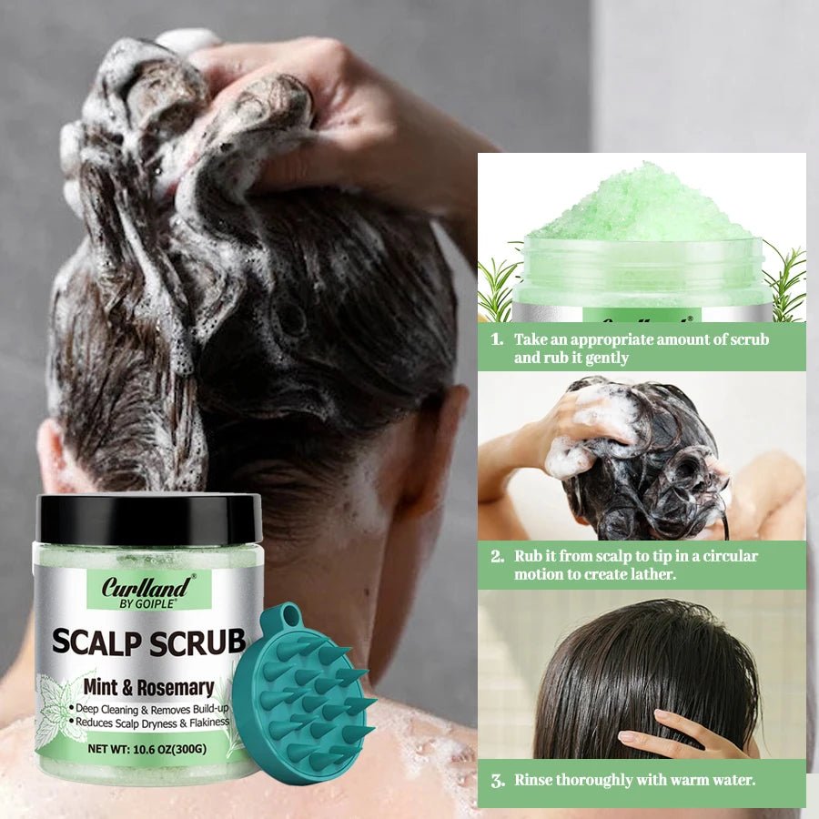 300g Rosemary Mint Scalp Scrub Deep Cleansing Refreshing Shampoo Oil Control or Hair Scalp Massager Care Products for Itchy Scal - Shemen Beauty