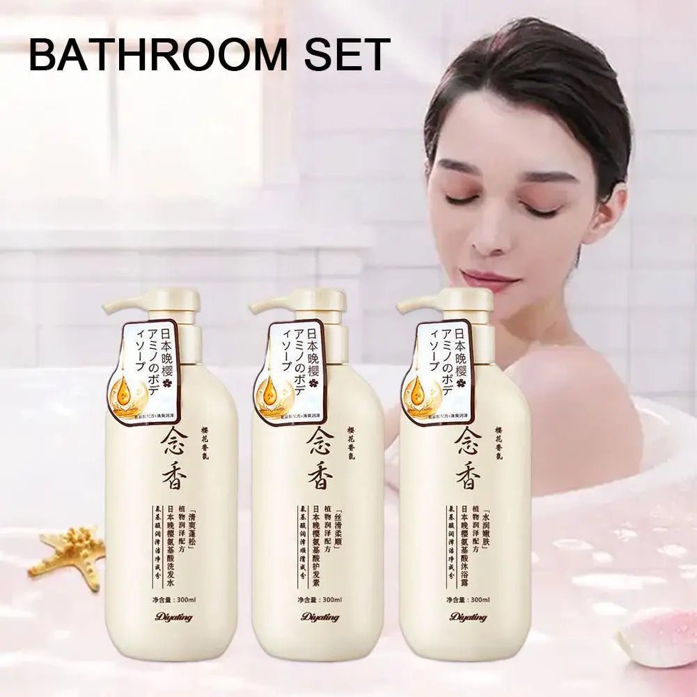 300ml Amino acid fragrant Japanese evening shampoo hair conditioner conditioner and Se hair shampoo bath lotion sham I6H9 - Shemen Beauty