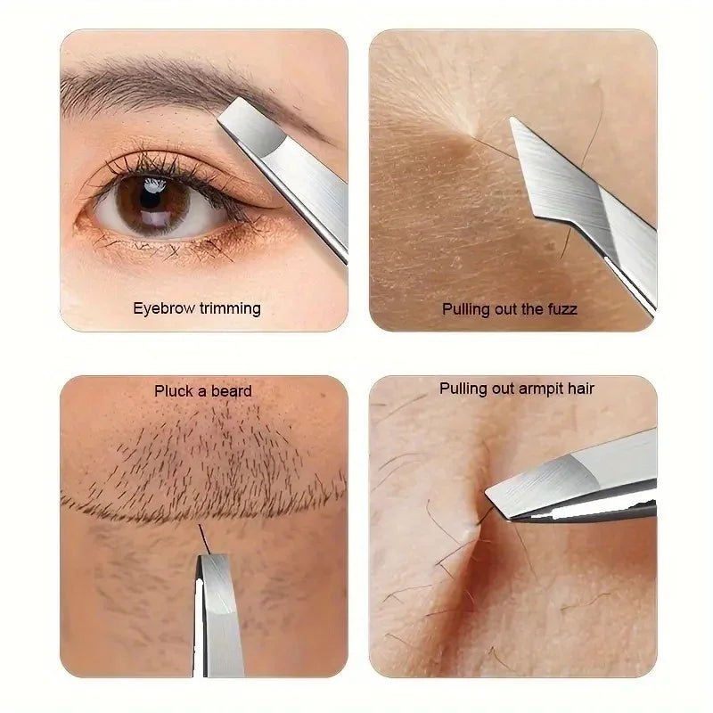 4Pcs Tweezers Set - Precision Eyebrow And Facial Hair Debris And - Shemen Beauty