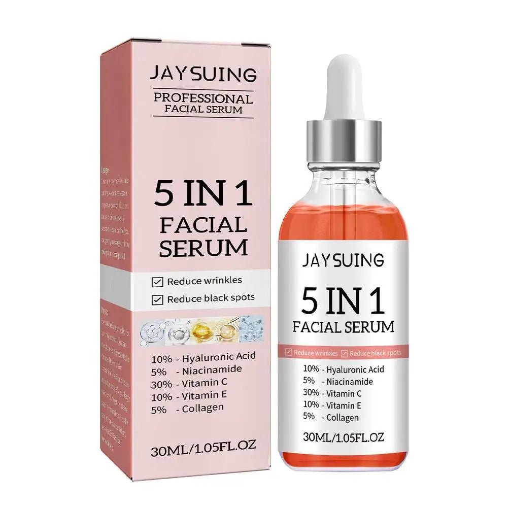 5 In 1 Fade fine lines Firming Face Serum Moisturizing brightning Vitamin C Hyaluronic Acid Facial Serum Shrink Pores Skin Care - Shemen Beauty