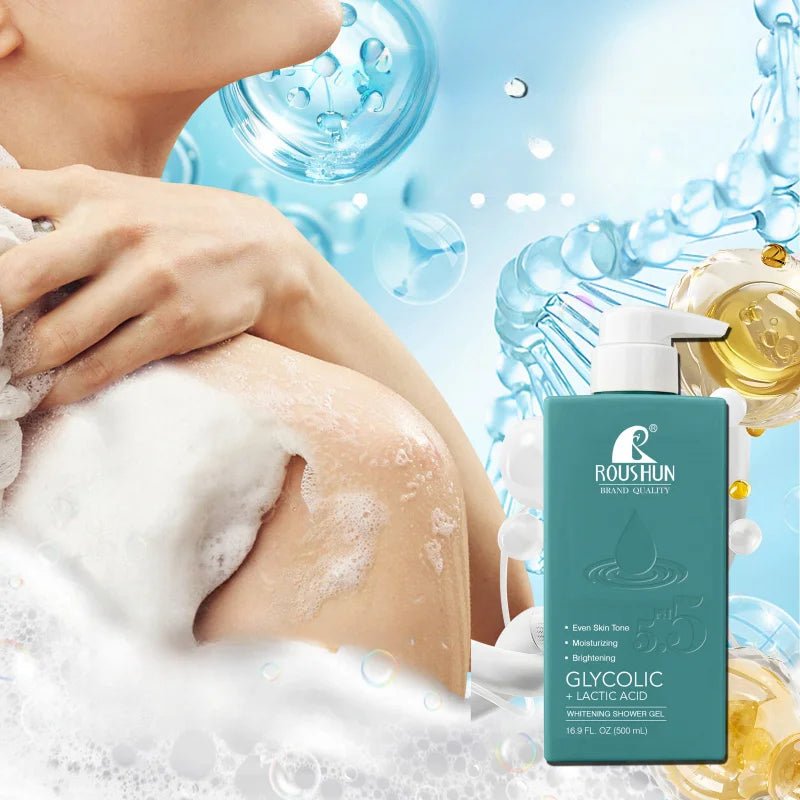 500mlLarge Capacity GLYCOLIC+LACTIC ACID shower gel Smooth and Moisturizing Skincare Hydrating Shower Gel - Shemen Beauty