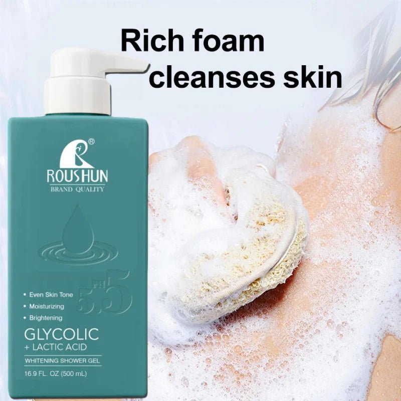 500mlLarge Capacity GLYCOLIC+LACTIC ACID shower gel Smooth and Moisturizing Skincare Hydrating Shower Gel - Shemen Beauty
