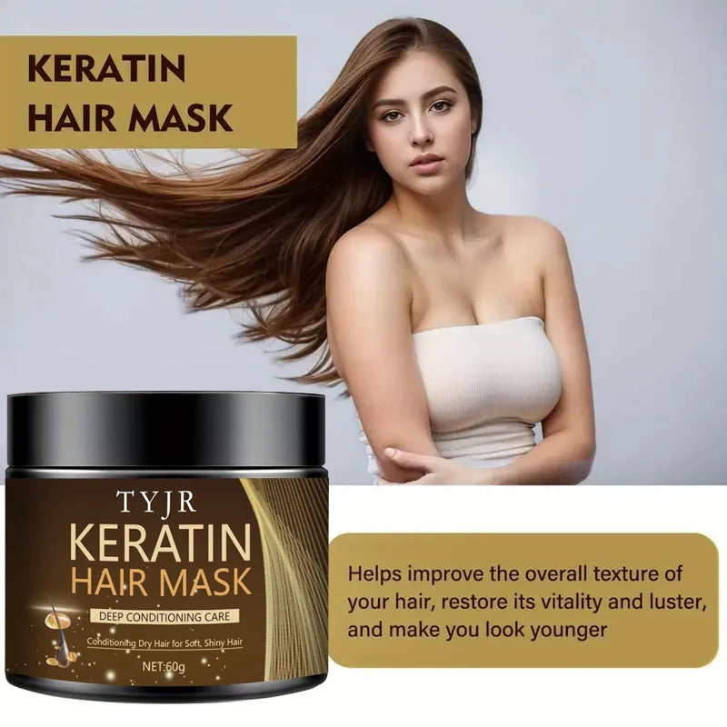 Keratin Magic Hair Mask Protein Straightening Repair Dry Frizzy Damaged Hair Milk Professional Smooth Shiny Deep Moisturizing Care 60G/30G - Shemen Beauty