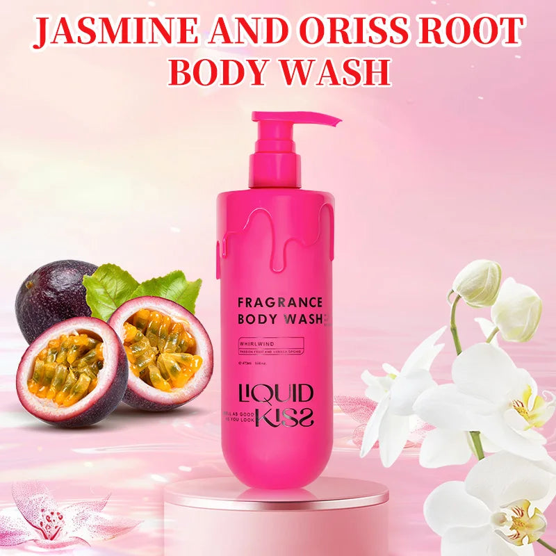 LIQUID KISS Body Wash for Women Oat Etract Moisturizing Shower Deep Moisture WHIRLWIND Fragrance Body Bath Shower Gels 473 Ml - Shemen Beauty