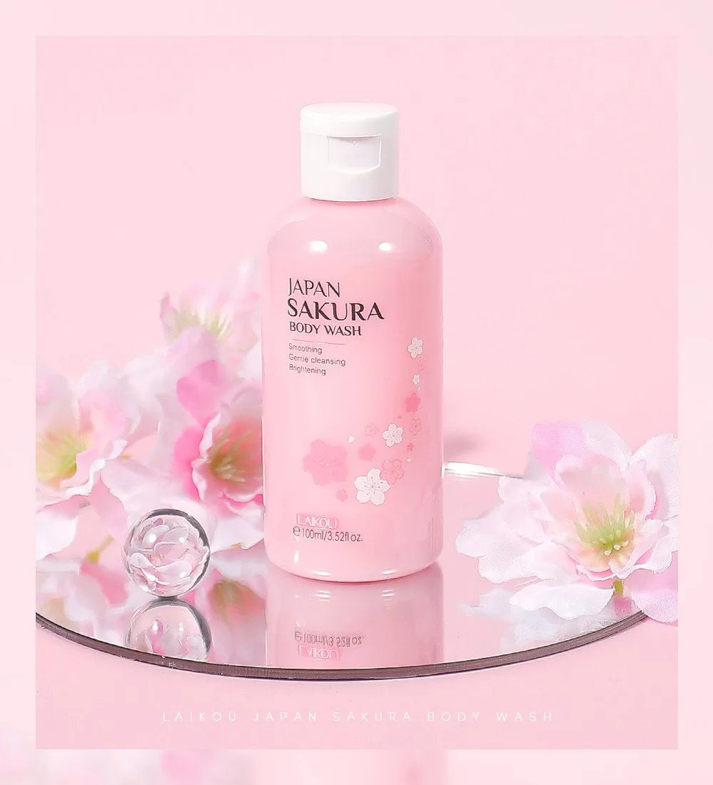 LAIKOU Sakura Shower Gel Long Moisturizing Smooth Long Lasting Fragrance Gentle Foam Body Cleansing Bath Product 100ml - Shemen Beauty