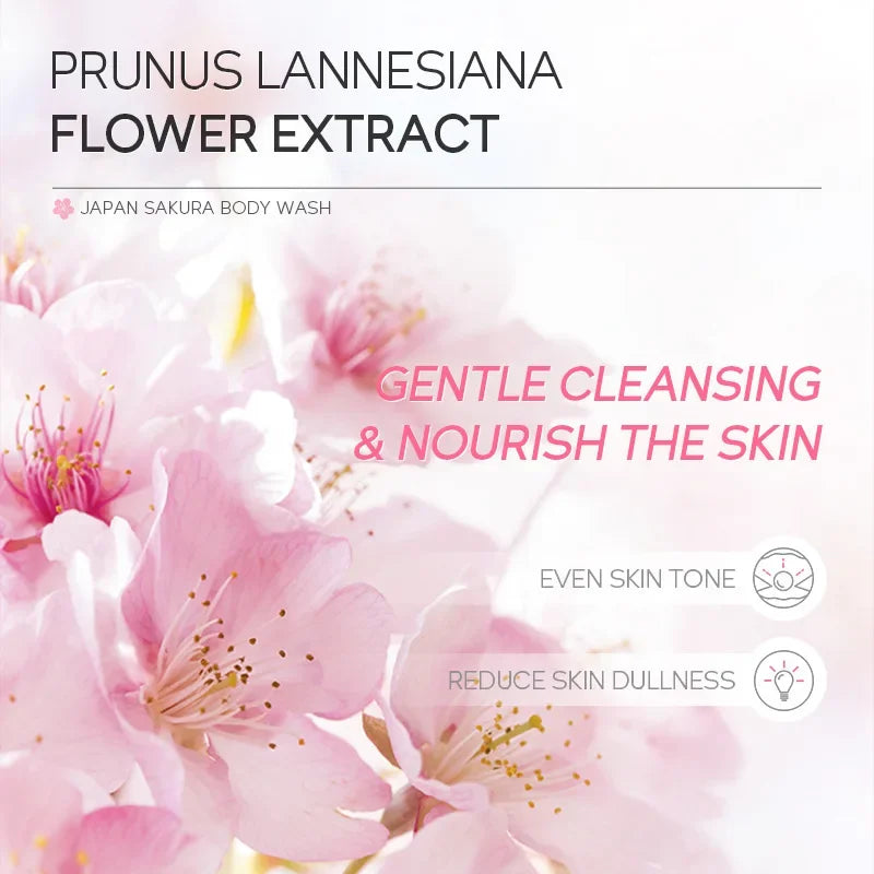 LAIKOU Sakura Shower Gel Long Moisturizing Smooth Long Lasting Fragrance Gentle Foam Body Cleansing Bath Product 200ml - Shemen Beauty
