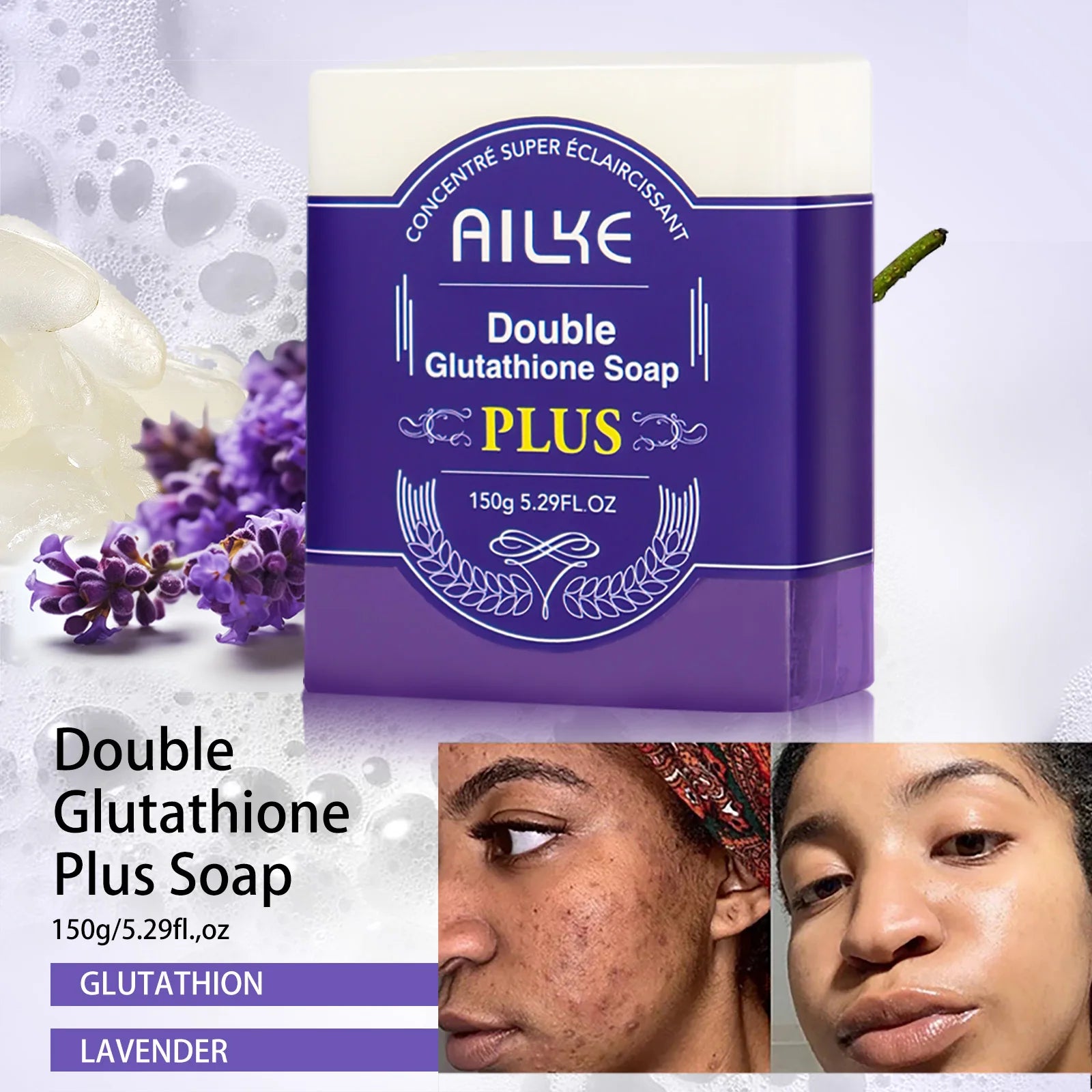 AILKE Glutathione PLUS Whitening Skin Care Set, Advanced Lightening Lotion, Moisturizes, Softens, Bleaching Kit for Men, Women