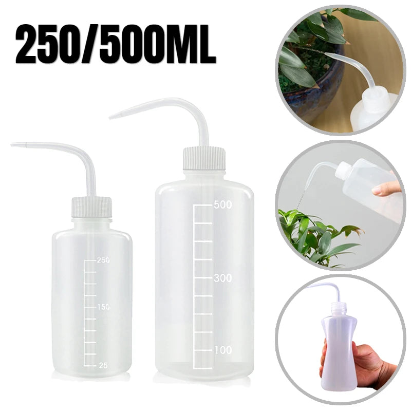 250/500mL Plastic Squeeze Bottle Curved Nozzle Water Bottle Transparent with Scale Cleaning Succulent Plants Watering Tool