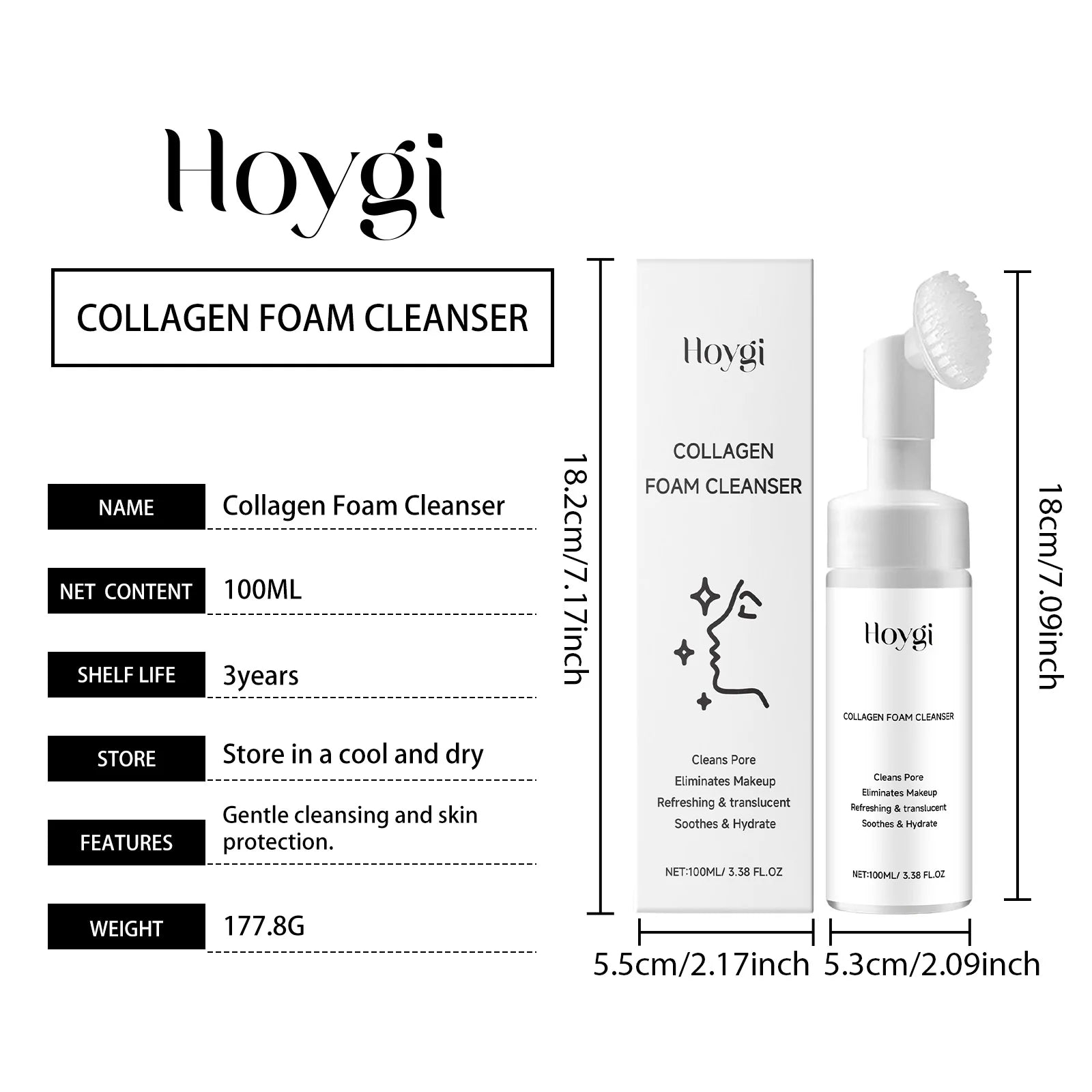 Collagen Facial Cleanser Mousse Deep Cleansing Skincare Controls Oil Moisturizing Firming Face Wash Foam Cleanser Skin Care - Shemen Beauty
