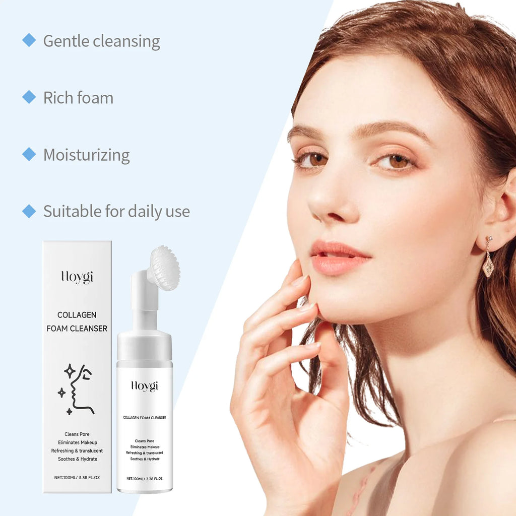 Collagen Facial Cleanser Mousse Deep Cleansing Skincare Controls Oil Moisturizing Firming Face Wash Foam Cleanser Skin Care - Shemen Beauty