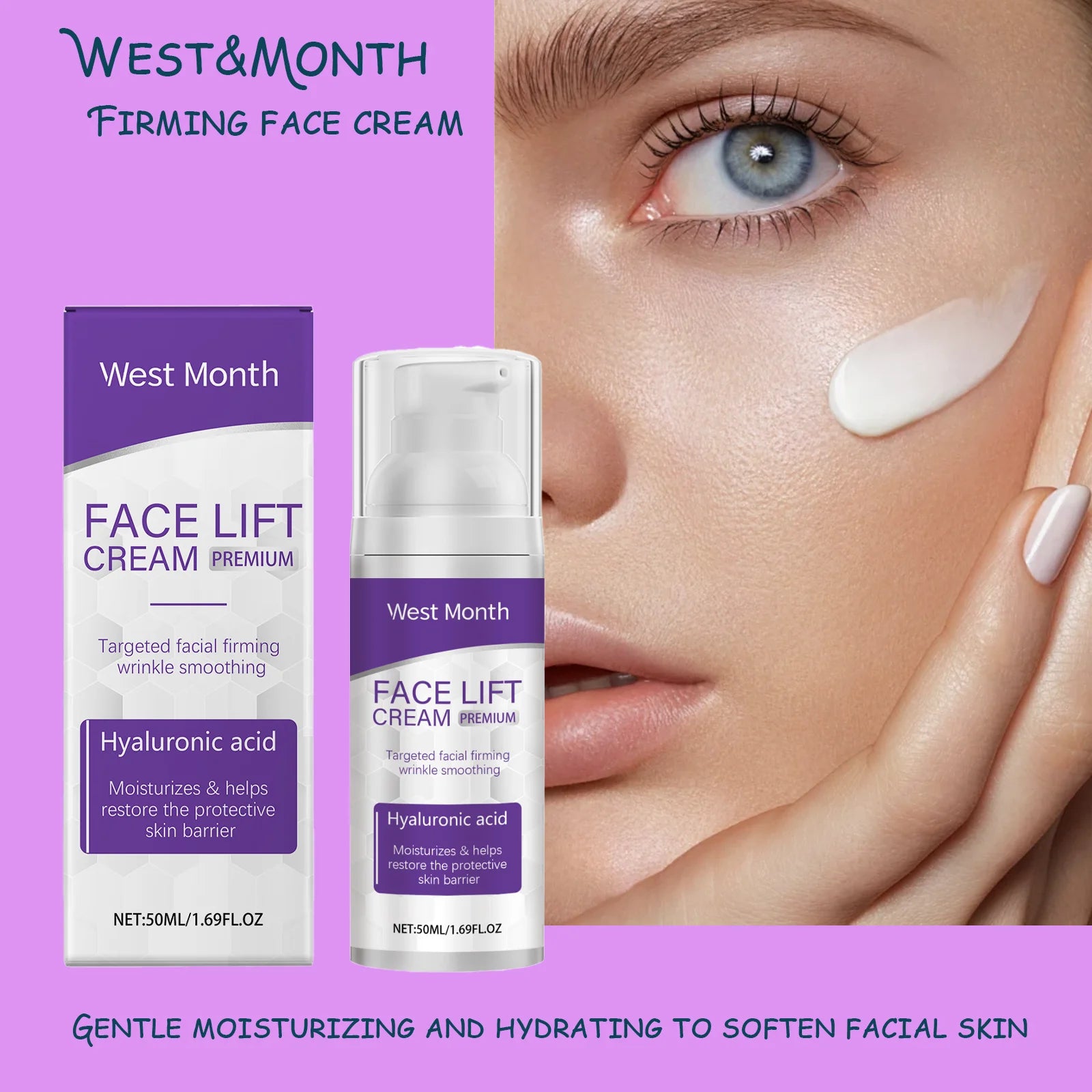 West&Month Firming Face Cream - Mild Moisturizing, Hydrating & Softening Formula - Tighten Skin & Restore Youthful Radiance - Shemen Beauty