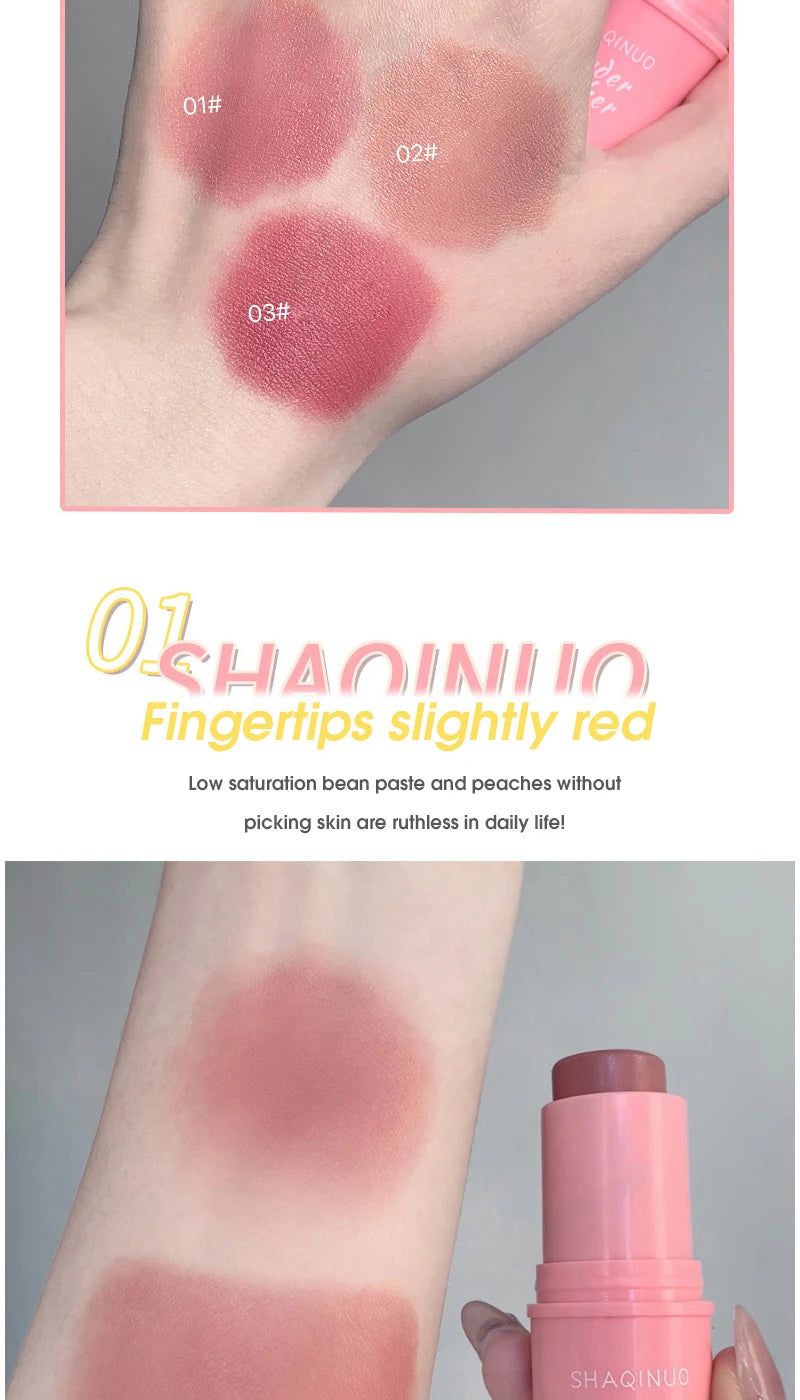 SHAQINUO Energizing Blush Stick - Natural Matte Finish, Creamy Texture, Easy to Blend for a Youthful Glow - Shemen Beauty