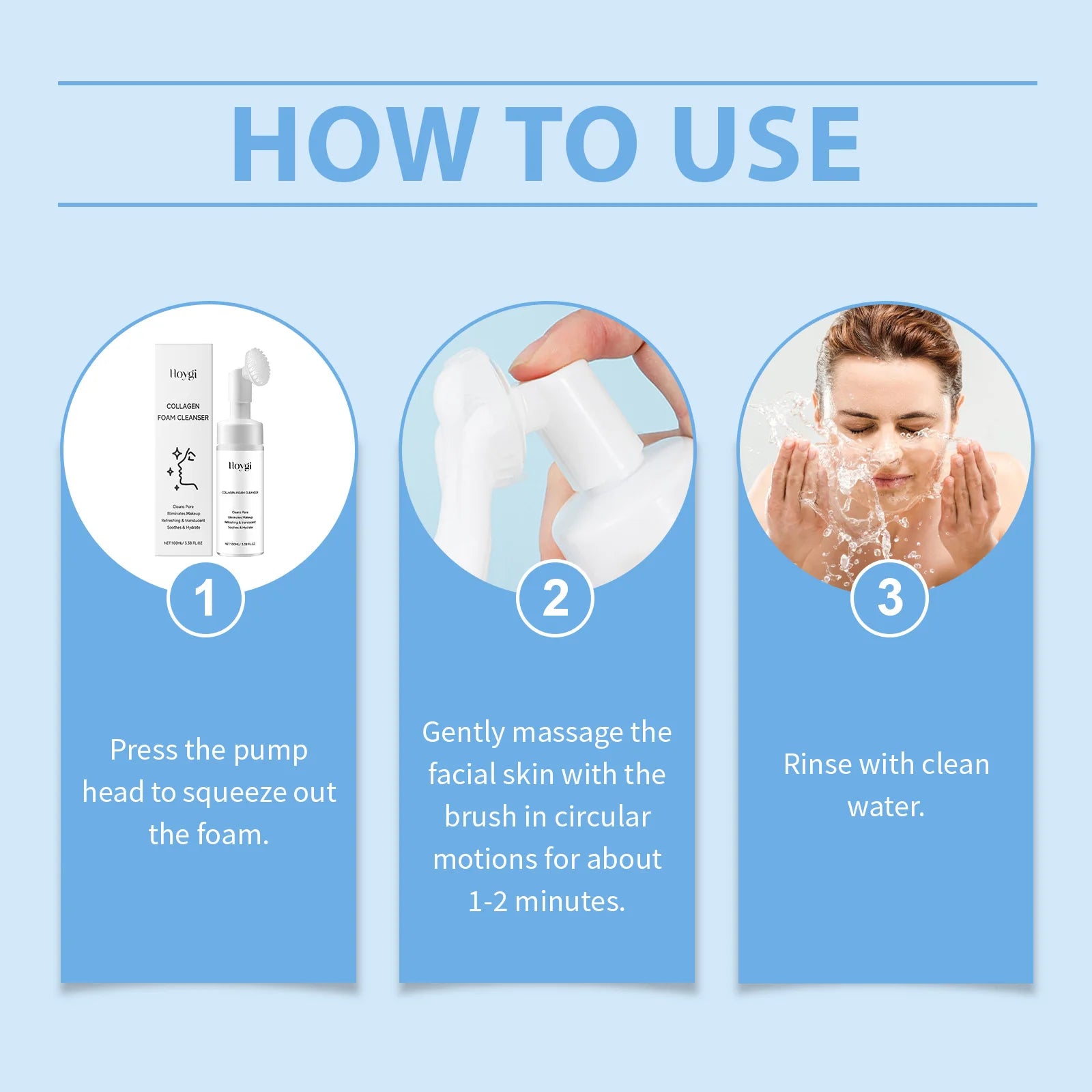 Collagen Facial Cleanser Mousse Deep Cleansing Skincare Controls Oil Moisturizing Firming Face Wash Foam Cleanser Skin Care - Shemen Beauty