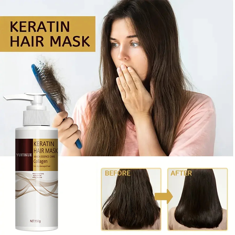Keratin hair mask, maca extract and collagen, deeply moisturizing, suitable for normal hair types and all hair types - Shemen Beauty