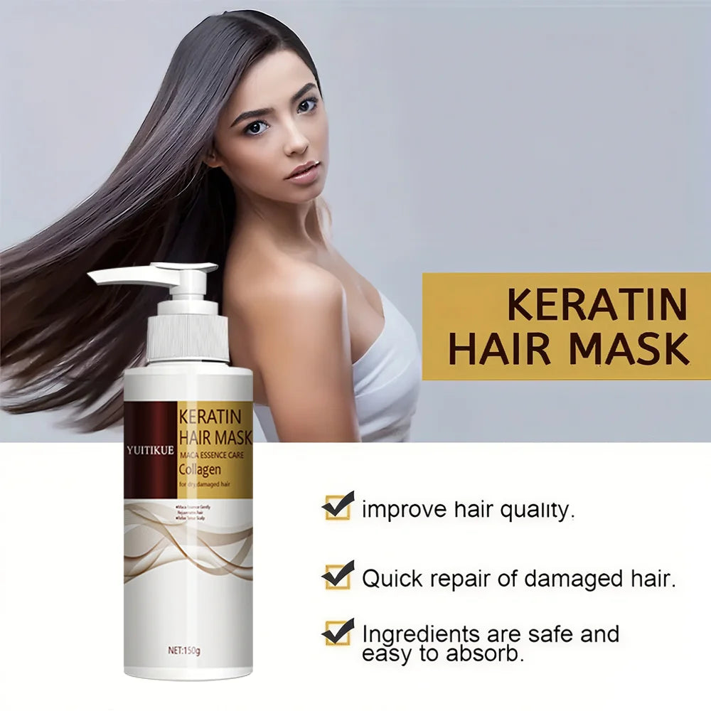 Keratin hair mask, maca extract and collagen, deeply moisturizing, suitable for normal hair types and all hair types - Shemen Beauty