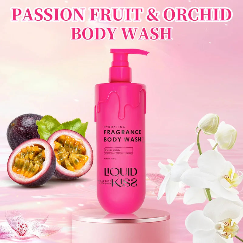LIQUID KISS Body Wash for Women Oat Etract Moisturizing Shower Deep Moisture WHIRLWIND Fragrance Body Bath Shower Gels 473 Ml - Shemen Beauty