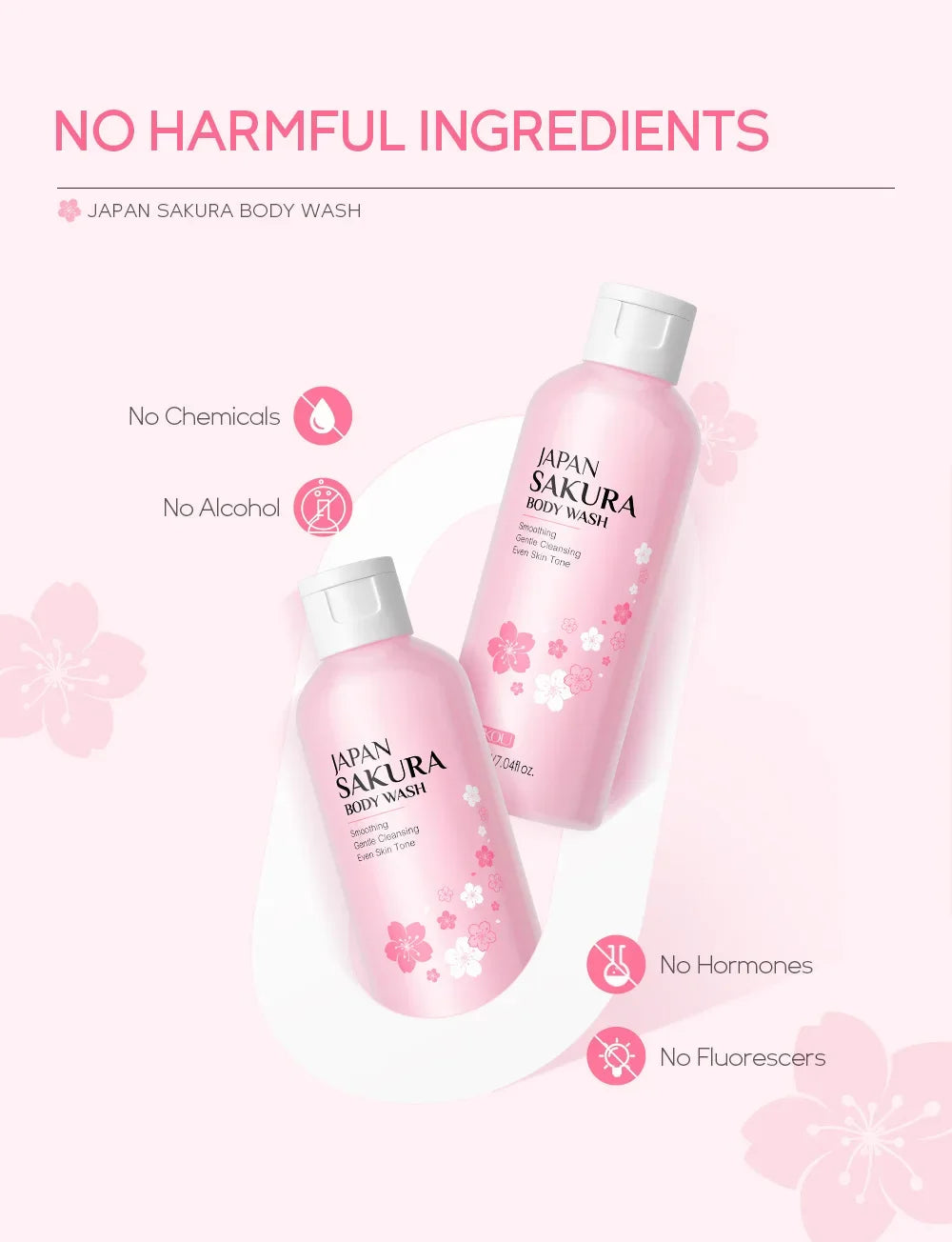 LAIKOU Sakura Shower Gel Long Moisturizing Smooth Long Lasting Fragrance Gentle Foam Body Cleansing Bath Product 200ml - Shemen Beauty