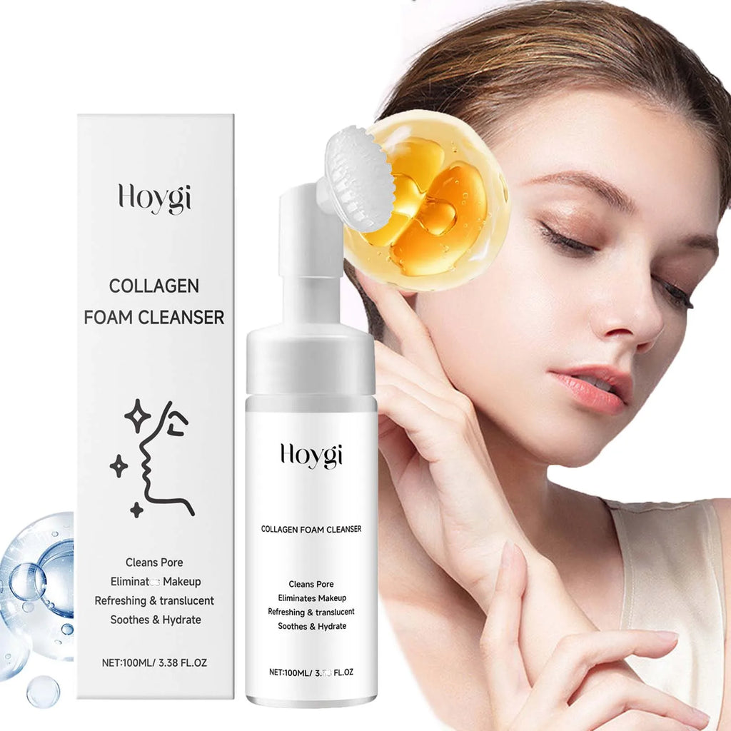 Collagen Facial Cleanser Mousse Deep Cleansing Skincare Controls Oil Moisturizing Firming Face Wash Foam Cleanser Skin Care - Shemen Beauty