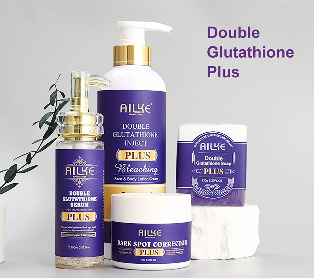 AILKE Glutathione PLUS Whitening Skin Care Set, Advanced Lightening Lotion, Moisturizes, Softens, Bleaching Kit for Men, Women
