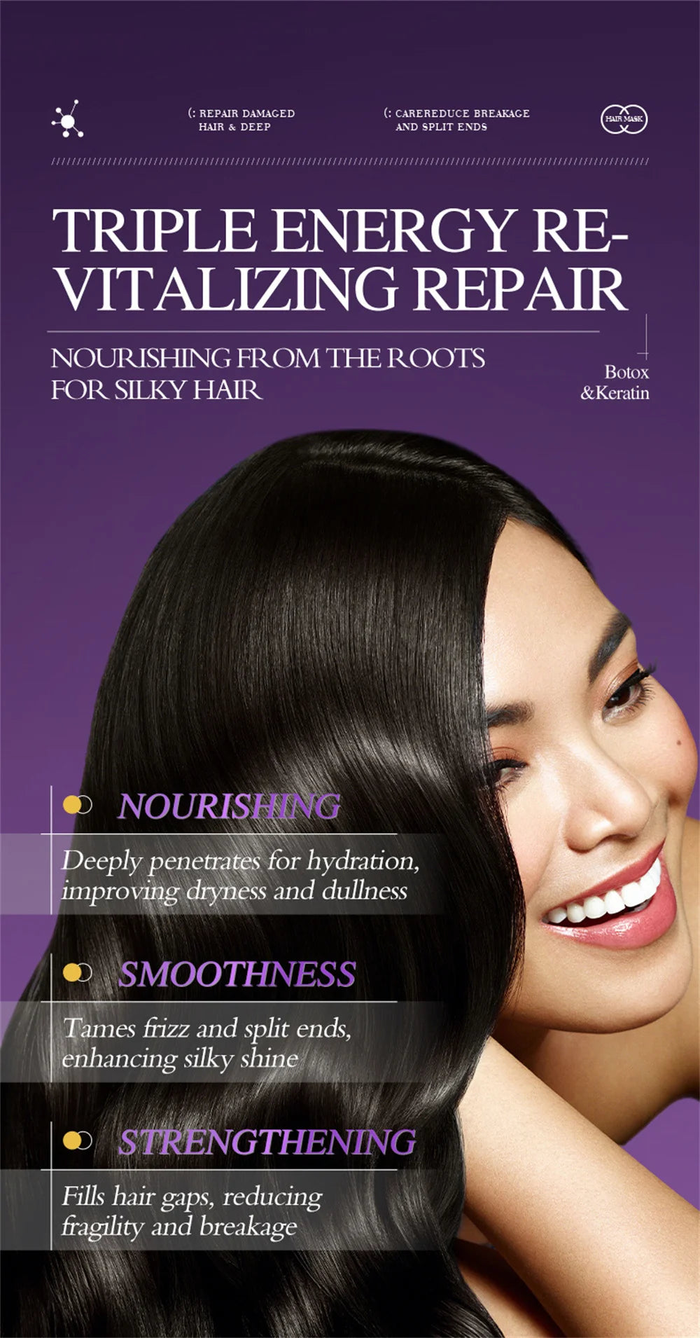 Magical Keratin Hair Mask 5 Seconds Repair Damaged Frizzy Hair Soft Smooth Shiny Nutrition Deep Moisturize Nourishing Hair Care - Shemen Beauty