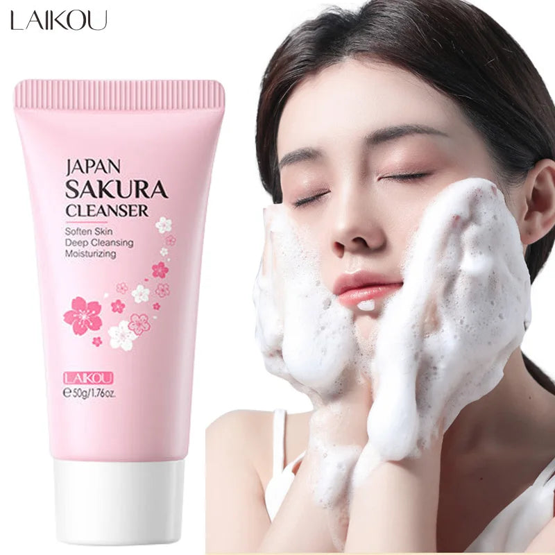 LAIKOU Facial Foaming Cleanser Deeply Cleansing Oil Control Moisturizing Blackhead Removal Skin Care Face Wash Foam Cleanser - Shemen Beauty