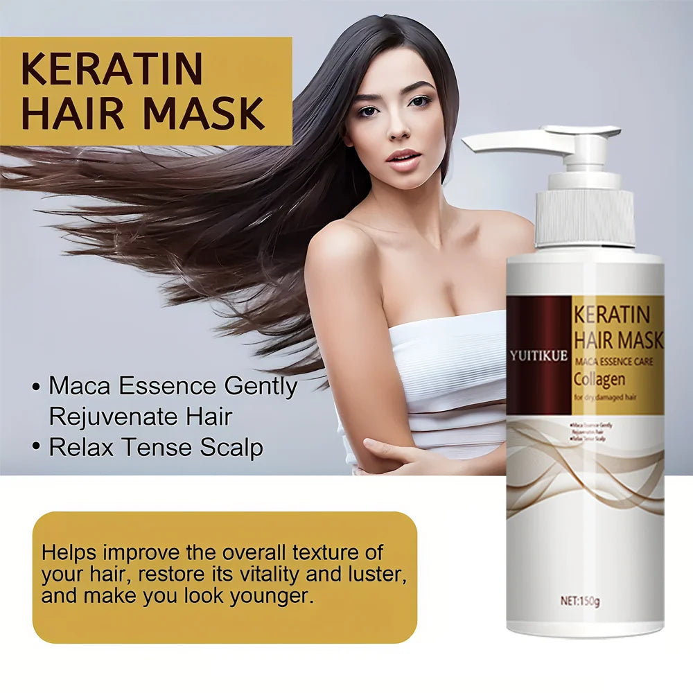 Keratin hair mask, maca extract and collagen, deeply moisturizing, suitable for normal hair types and all hair types - Shemen Beauty
