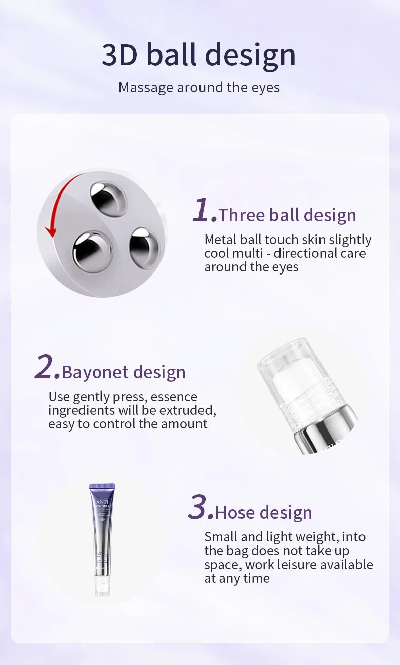 O'CHEAL Anti Wrinkle Anti Dark Circle Eye Cream Roller Massager Moisturizing Eye Bags Anti Aging Hyaluronic Acid Eye Skin Care - Shemen Beauty