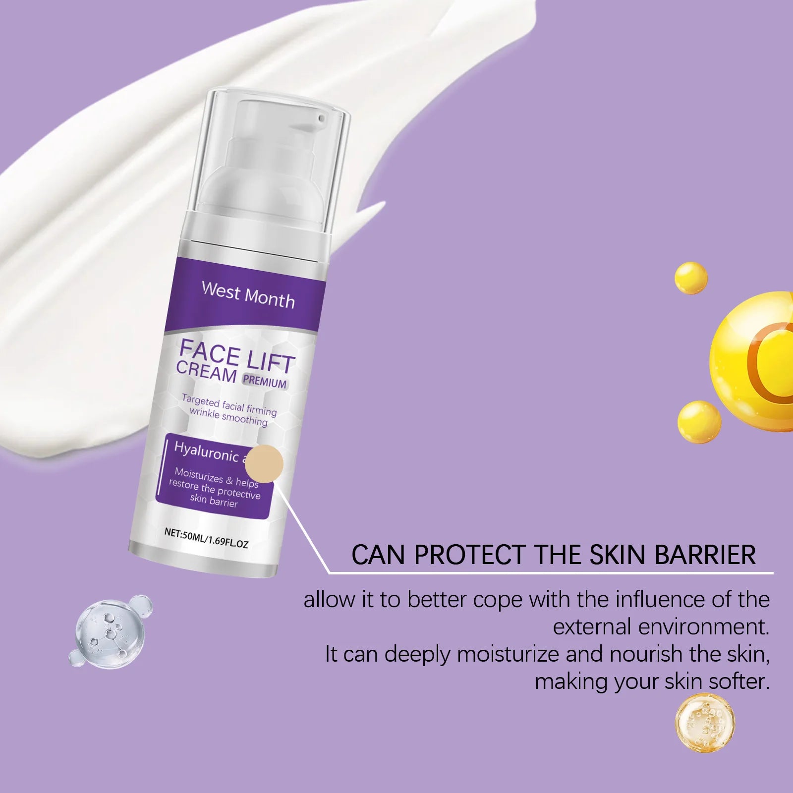 West&Month Firming Face Cream - Mild Moisturizing, Hydrating & Softening Formula - Tighten Skin & Restore Youthful Radiance