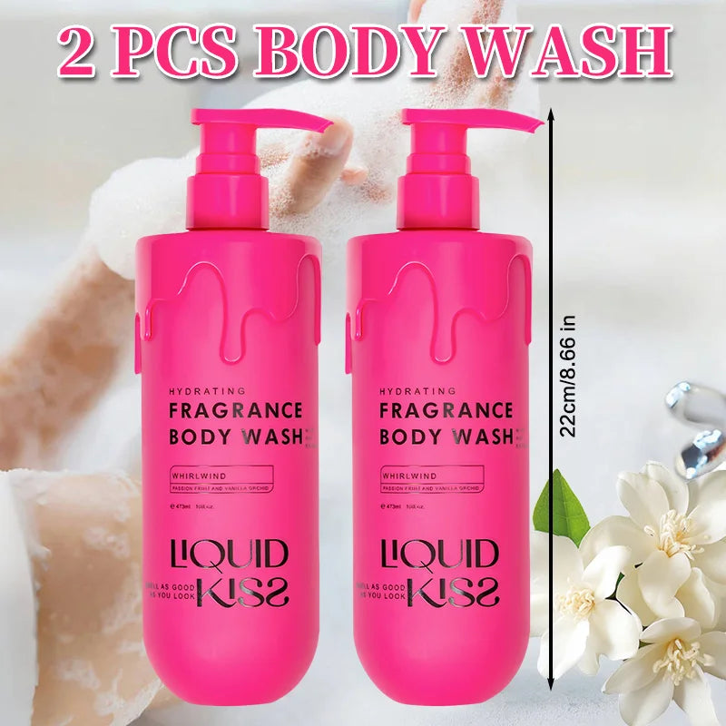 LIQUID KISS Body Wash for Women Oat Etract Moisturizing Shower Deep Moisture WHIRLWIND Fragrance Body Bath Shower Gels 473 Ml - Shemen Beauty