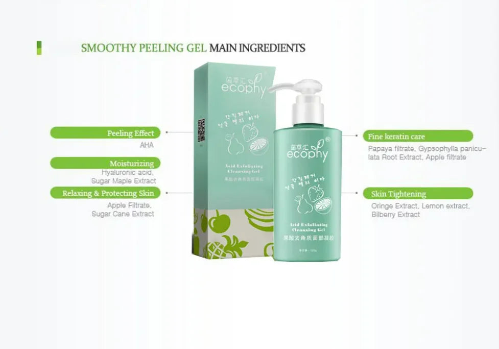 Fruit Acid Peeling Gel 120ml Facial Cleansing Exfoliating Peeling Scrub Deep Clean Acne Blackhead Remove Face Cleanser - Shemen Beauty