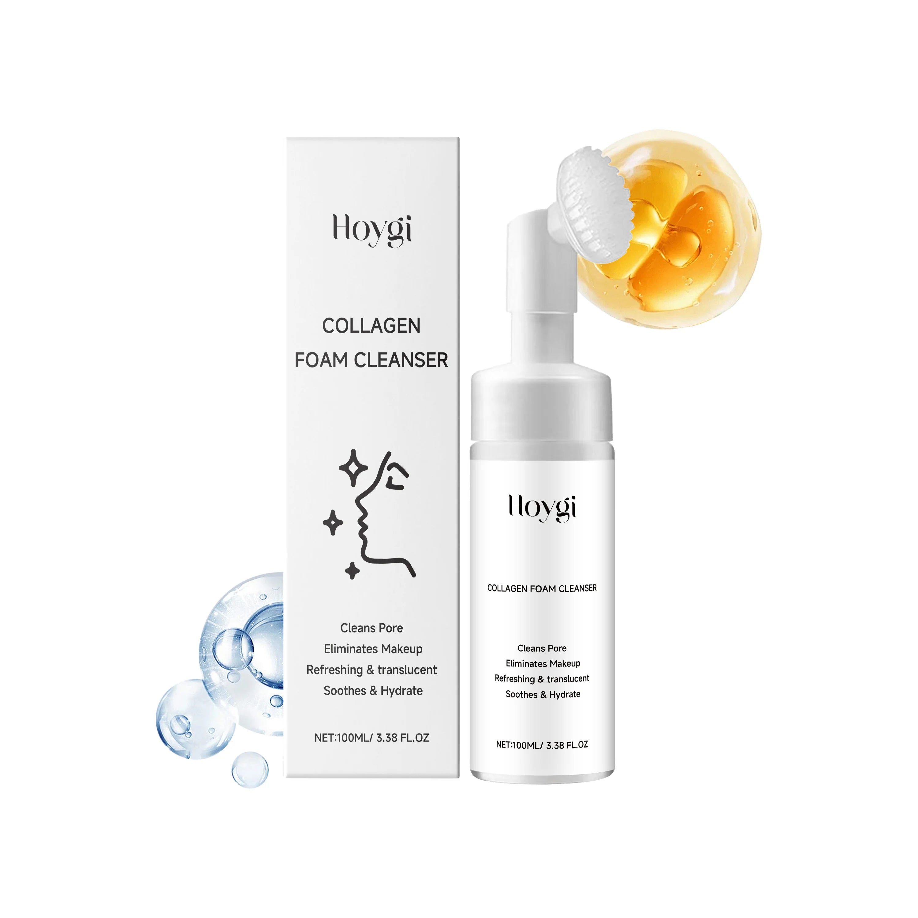 Collagen Facial Cleanser Mousse Deep Cleansing Skincare Controls Oil Moisturizing Firming Face Wash Foam Cleanser Skin Care