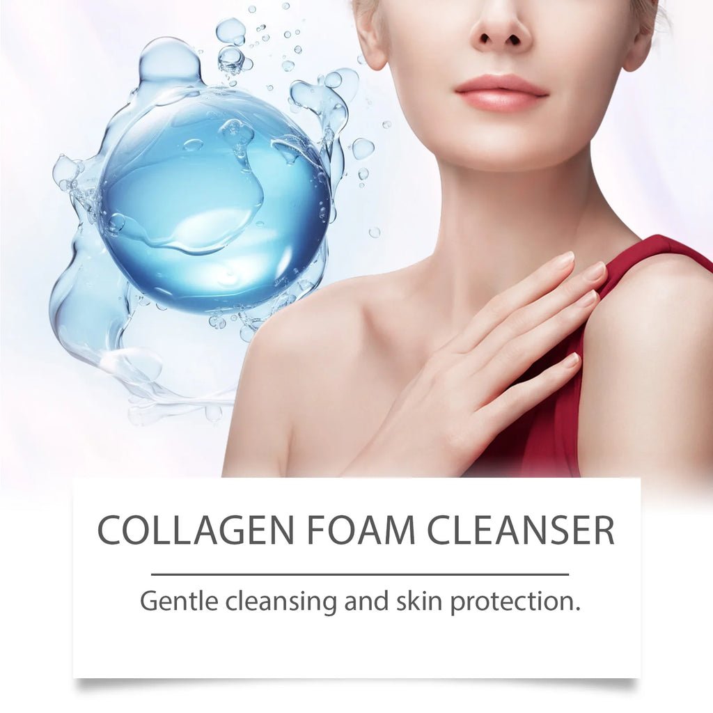 Collagen Facial Cleanser Mousse Deep Cleansing Skincare Controls Oil Moisturizing Firming Face Wash Foam Cleanser Skin Care - Shemen Beauty