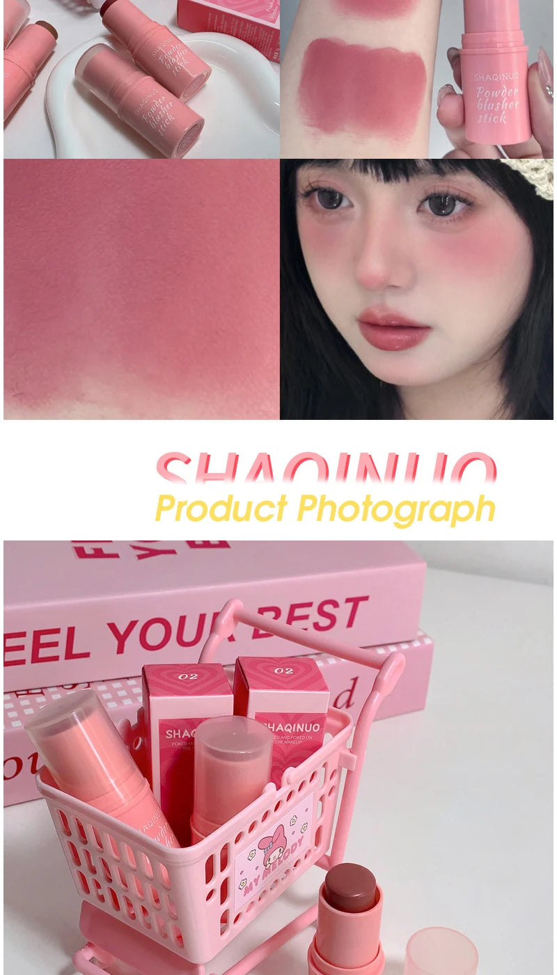 SHAQINUO Energizing Blush Stick - Natural Matte Finish, Creamy Texture, Easy to Blend for a Youthful Glow - Shemen Beauty