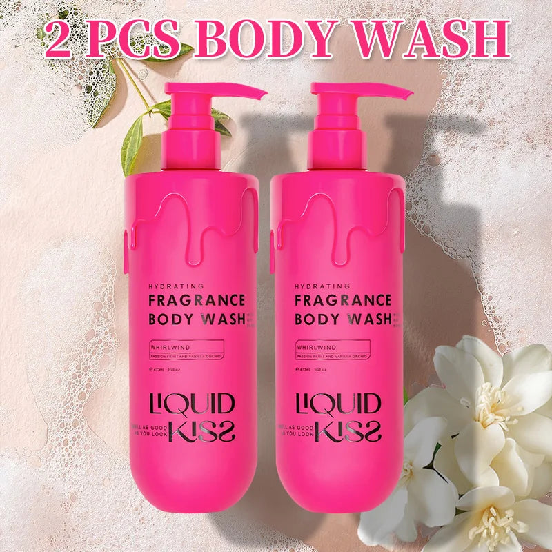 LIQUID KISS Body Wash for Women Oat Etract Moisturizing Shower Deep Moisture WHIRLWIND Fragrance Body Bath Shower Gels 473 Ml - Shemen Beauty