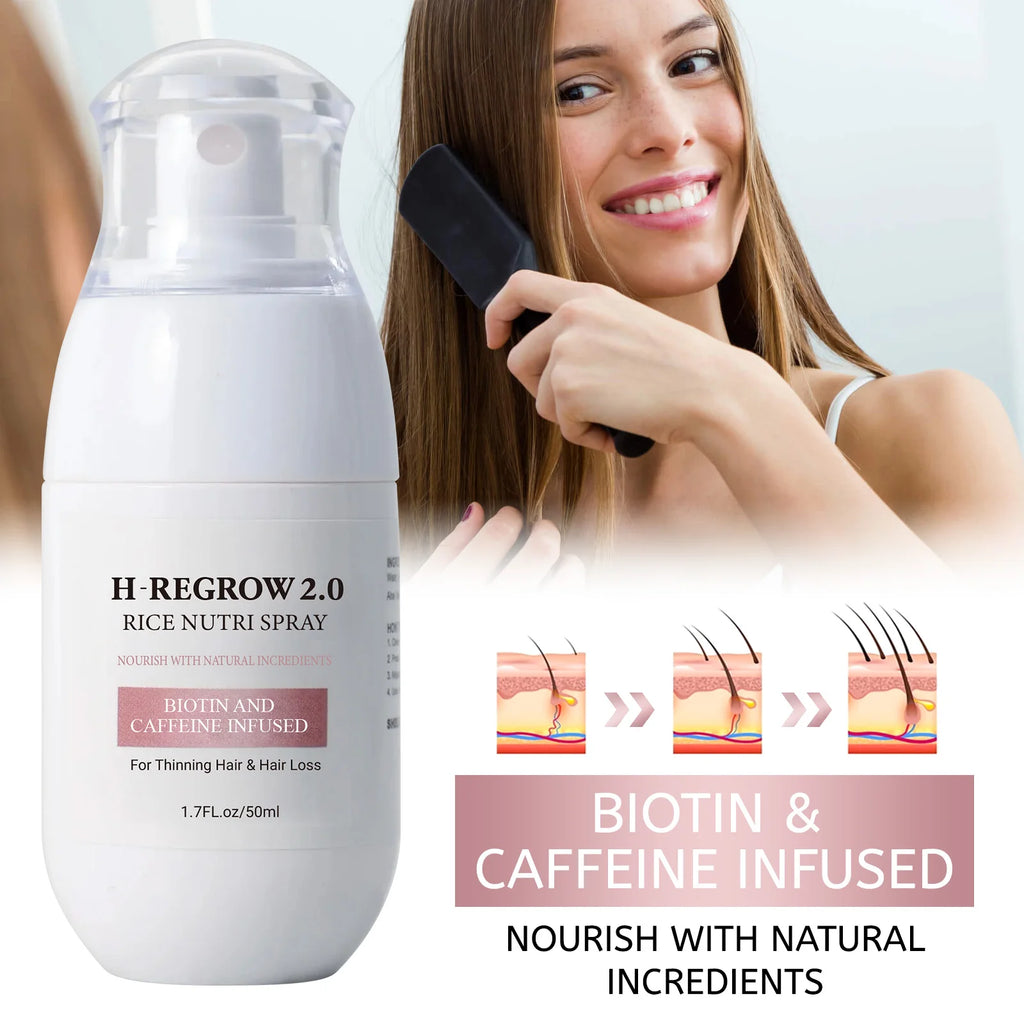 Hair Spray Rice Water Strong Hair Follicle Root Thick Loss Prevention Nourishing Soften Hair Helper Care Spray For Thinning Hair - Shemen Beauty