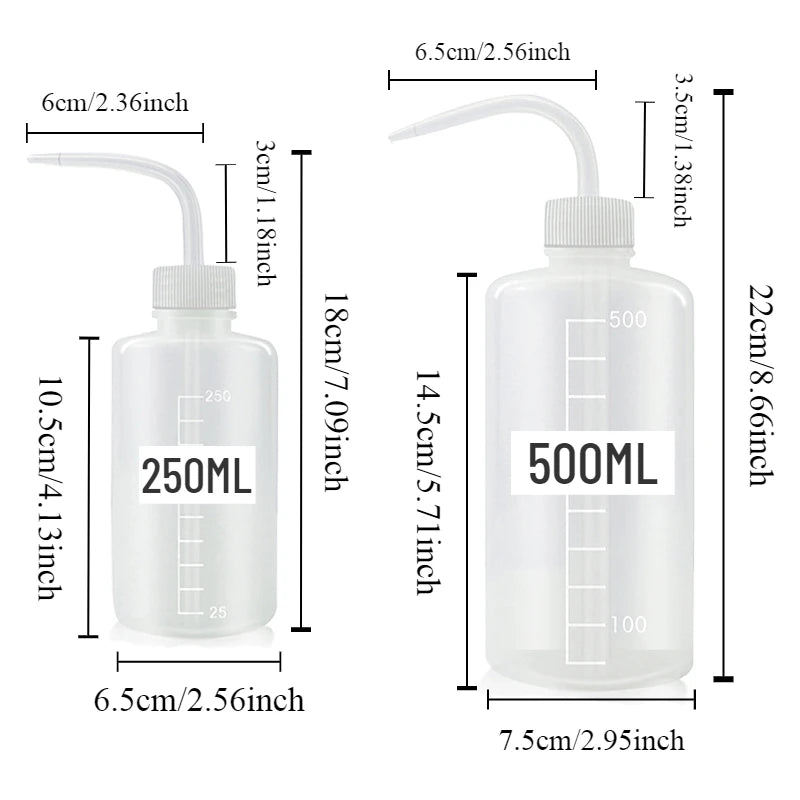 250/500mL Plastic Squeeze Bottle Curved Nozzle Water Bottle Transparent with Scale Cleaning Succulent Plants Watering Tool