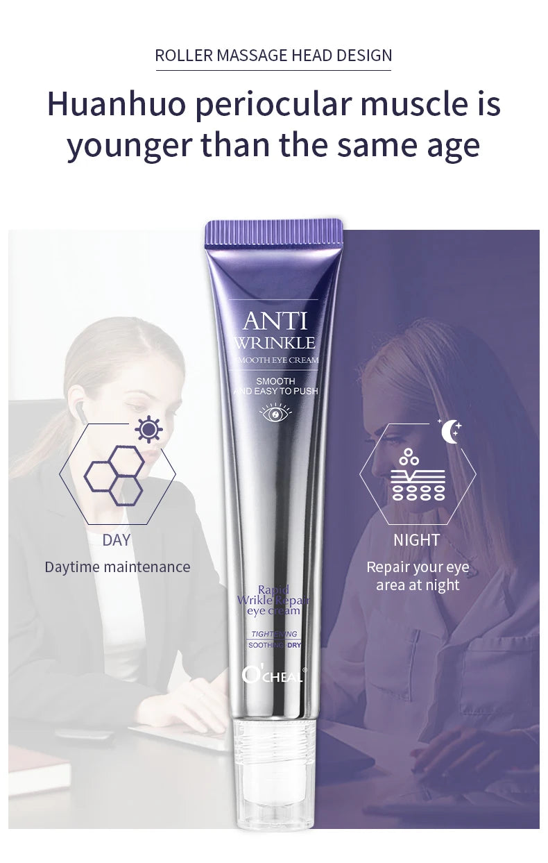 O'CHEAL Anti Wrinkle Anti Dark Circle Eye Cream Roller Massager Moisturizing Eye Bags Anti Aging Hyaluronic Acid Eye Skin Care - Shemen Beauty