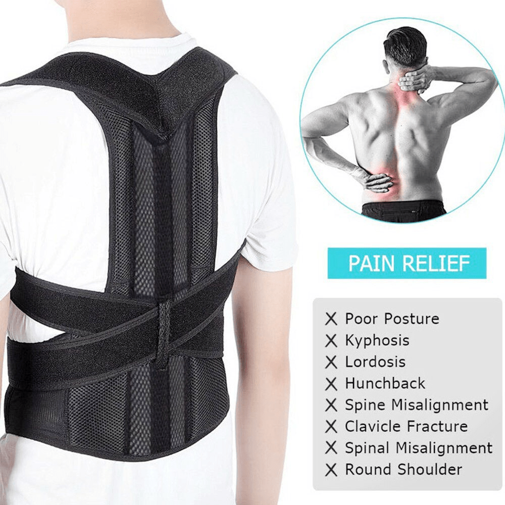 Adjustable Posture Corrector Low Back Support Shoulder Brace Belt For - Shemen Beauty