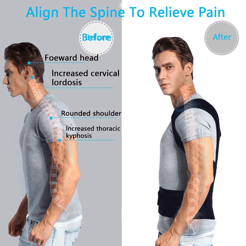 Adjustable Posture Corrector Low Back Support Shoulder Brace Belt For - Shemen Beauty