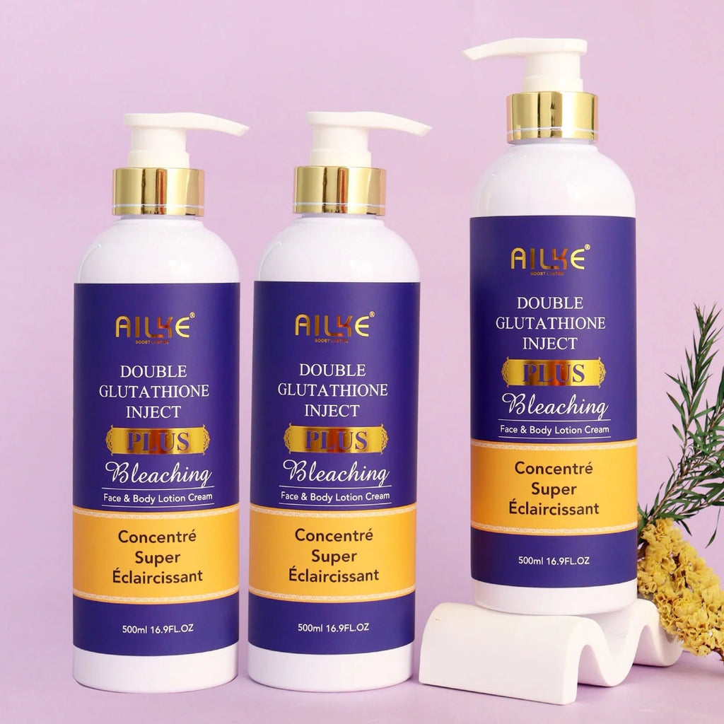 AILKE Glutathione PLUS Whitening Skin Care Set, Advanced Lightening Lotion, Moisturizes, Softens, Bleaching Kit for Men, Women - Shemen Beauty