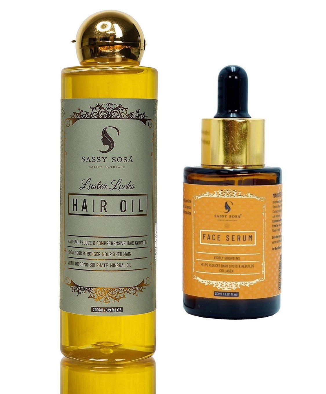 Combo of Luster Locks Hair Oil & Brightening Face Serum - Shemen Beauty