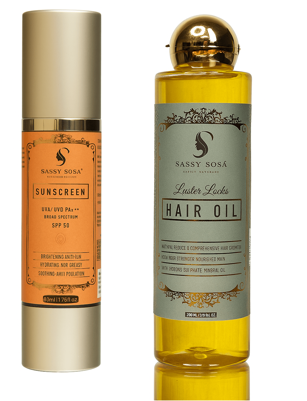 Combo of Luster Locks Hair Oil & SPF 50 Broad Spectrum Sunscreen - Shemen Beauty