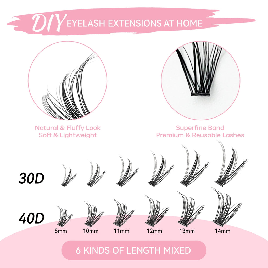 DIY Lashes Extension Kit Lash Bond and Seal Remover Eyelashes 200 PCS - Shemen Beauty