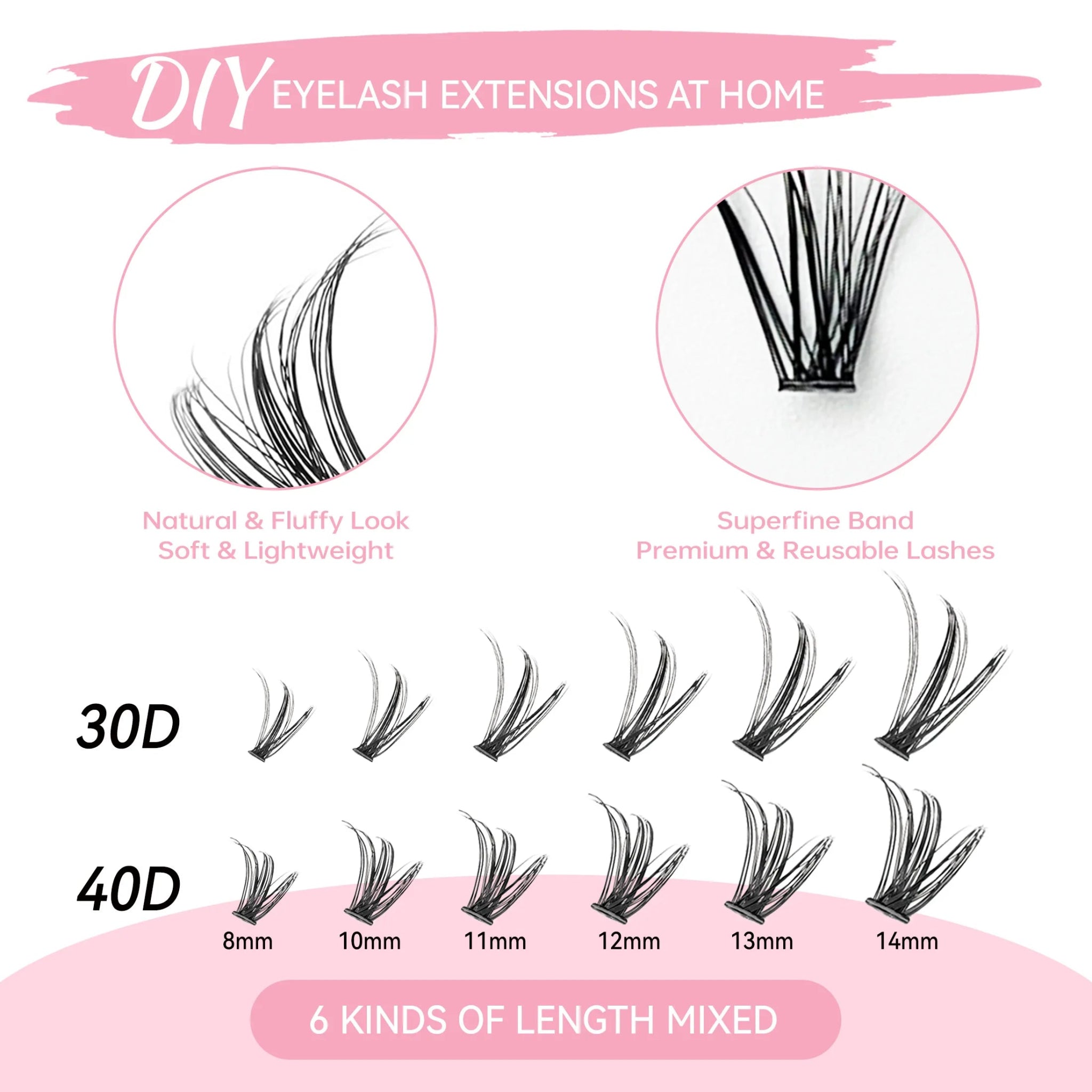 DIY Lashes Extension Kit Lash Bond and Seal Remover Eyelashes 200 PCS - Shemen Beauty
